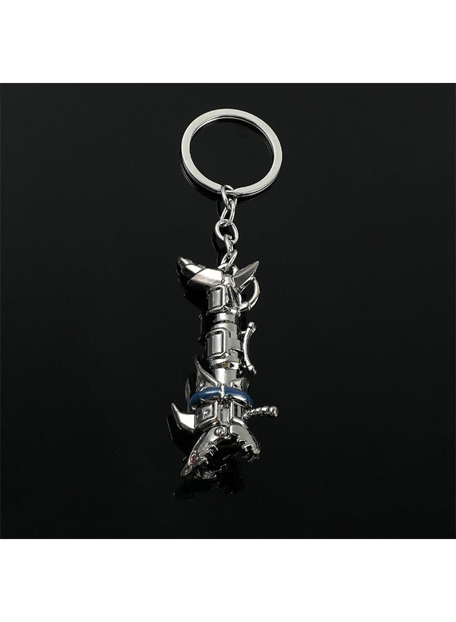 2Pcs Jinx Fishbones Blaster Keychains, League of Legends Arcane Jinx Fishbones Blaster Model Metal Pendant Keyring Ornaments - Image 2