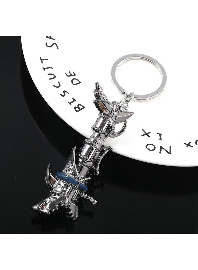 2Pcs Jinx Fishbones Blaster Keychains, League of Legends Arcane Jinx Fishbones Blaster Model Metal Pendant Keyring Ornaments - Image 3