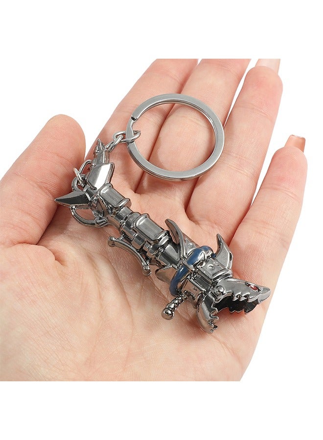 2Pcs Jinx Fishbones Blaster Keychains, League of Legends Arcane Jinx Fishbones Blaster Model Metal Pendant Keyring Ornaments - Image 5