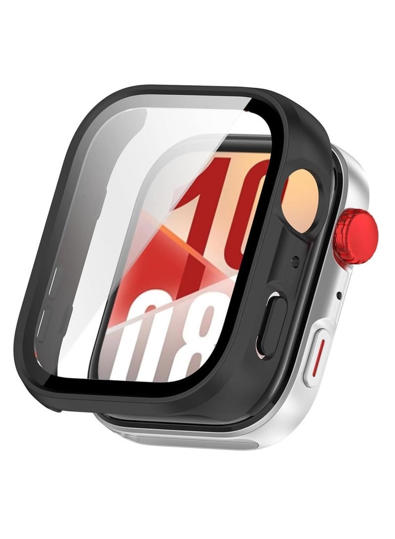 ELTRAZONE Screen Protector for Huawei Watch Fit 4 – Full Coverage Tempered Glass Protective Case, Anti-Scratch & Shockproof Hard PC Clear Cover Compatible with Huawei Watch Fit 4 (Black) - Image 1