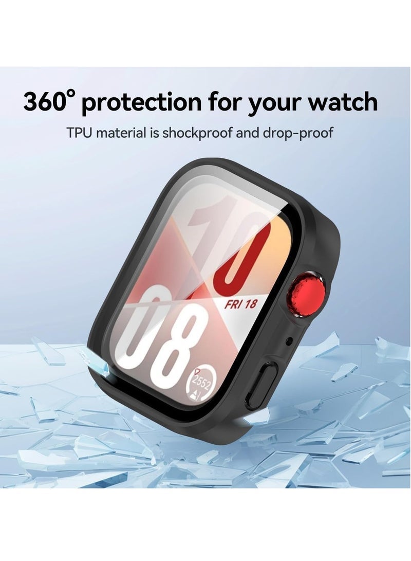 ELTRAZONE Screen Protector for Huawei Watch Fit 4 – Full Coverage Tempered Glass Protective Case, Anti-Scratch & Shockproof Hard PC Clear Cover Compatible with Huawei Watch Fit 4 (Black) - Image 2