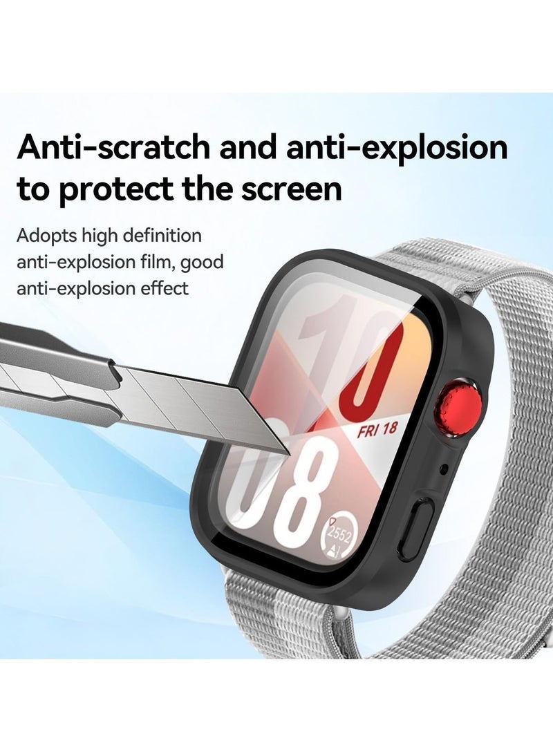 ELTRAZONE Screen Protector for Huawei Watch Fit 4 – Full Coverage Tempered Glass Protective Case, Anti-Scratch & Shockproof Hard PC Clear Cover Compatible with Huawei Watch Fit 4 (Black) - Image 4