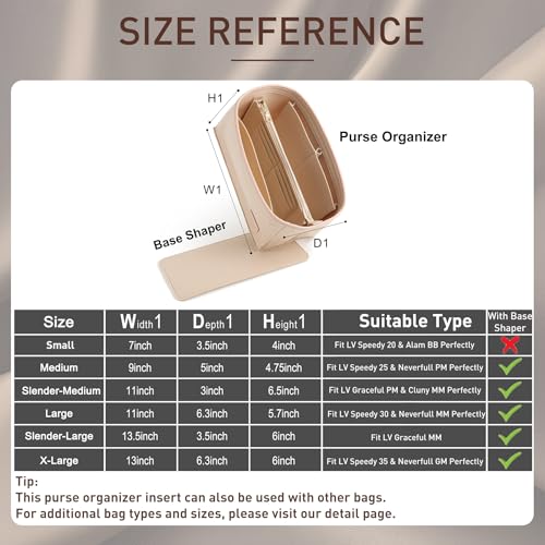Doxo Purse Organizer Insert for Handbags & Base Shaper Combination,Tote Bag Organizer Insert with 6 Sizes,Compatible with LV Speedy & Neverfull ON THE GO and More (L-Beige) - Image 2