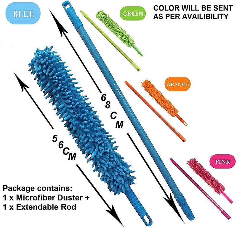 VazzLox Fan Cleaner Brush with Long Rod Flexible Fan Cleaning Mop Microfiber Dust Cleaner Foldable Duster for Home Cleaning Microfiber Duster for Cleaning of Home, Kitchen, Car, Ceiling (Multicolor) - Image 3