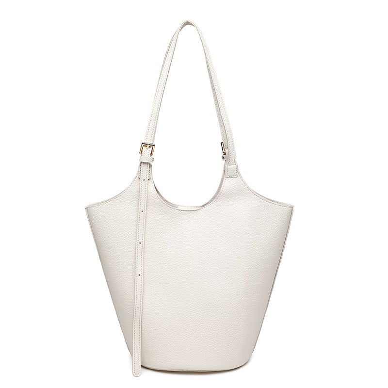 [Shopkeepers Recommendation] High-grade Litchi Pattern Womens One-shoulder Underarm Bag All-match Bucket Bag Commuter Bag White