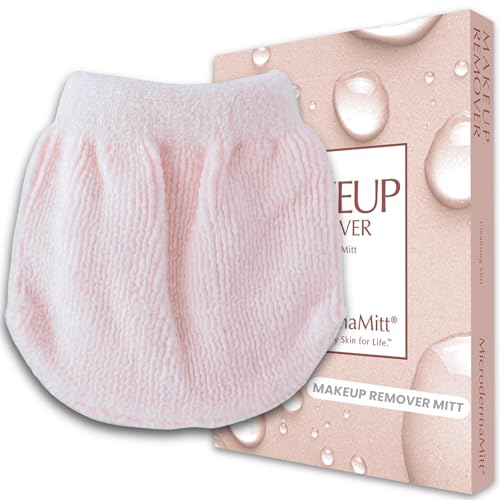 MicrodermaMitt Reusable Microfiber Makeup Remover & Face Cleaning Cloth Mitt - Wipe Off Makeup with Just Water - Erases Waterproof Mascara, Lipstick, Eyeliner, Foundation, Spray Tan - No Fuzz or Dyes - Image 1