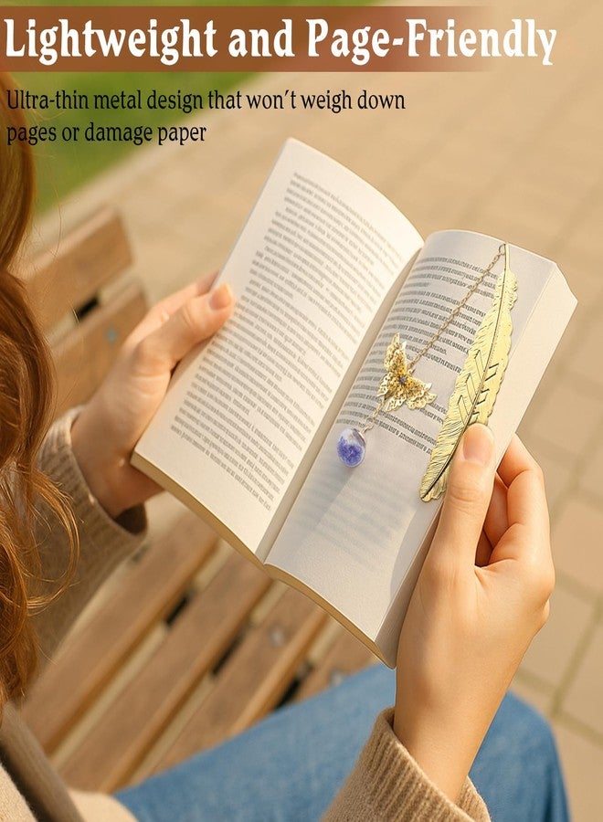 Ceemiaa Metal Feather Bookmark with Butterfly Charm - Gift Boxed Book Marker for Women, Teachers, Moms, Readers, and Book Lovers - Image 3