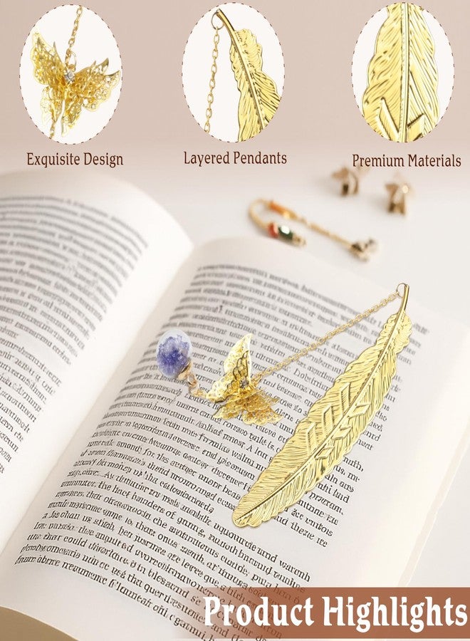 Ceemiaa Metal Feather Bookmark with Butterfly Charm - Gift Boxed Book Marker for Women, Teachers, Moms, Readers, and Book Lovers - Image 5