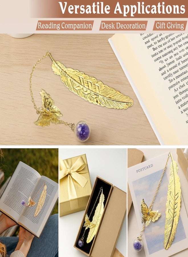 Ceemiaa Metal Feather Bookmark with Butterfly Charm - Gift Boxed Book Marker for Women, Teachers, Moms, Readers, and Book Lovers - Image 4