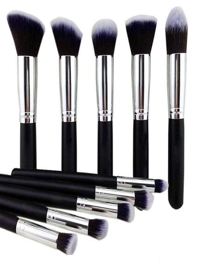 SUNISA Black Fiber Bristles Soft 10 Pcs Makeup Brushes Set for Womens & Girls - (Pack of 10) - Image 1