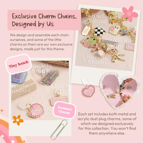 KACIOLA STUDIO 8PCS Inserts Set for E-reader, 6 Type C Charms and 2 Charm Chain with 50PCS Stickers for E-reader, 6.9"x4.8" Insert Funny Theme for Paper White11th/12th, Gifts for Booklovers - Image 5