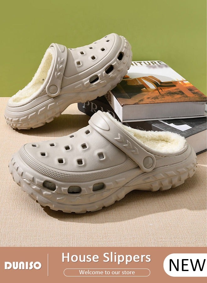 DUNISO نعال منزلية للرجال والنساء، أحذية مريحة قابلة للغسل، أحذية دافئة عصرية بsole سميك، نعال منزلية فuzzy مريحة، أحذية منزلية خفيفة الوزن غير قابلة للانزلاق للاستخدام الداخلي والخارجي المريح - Image 1