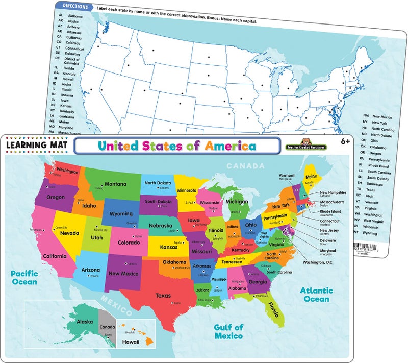Teacher Created Resources United States of America Map Learning Mat - Image 1
