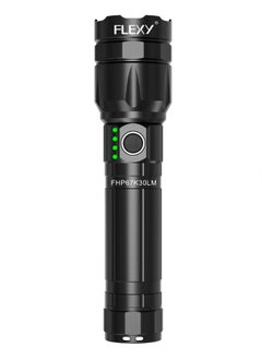 فليكسي مصباح يدوي LED قابل لإعادة الشحن من FLEXY: 1060LM CREE LED، 30 وات، تغطية 1500 متر، بطارية 3000 مللي أمبير، 2 ساعة عالية/5 ساعات منخفضة، شحن لمدة 3 ساعات، كفالة عامين  - Image 1