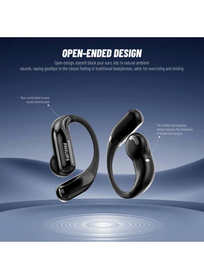 Philips TAQ2720, Earphone,True Open Ear Headphones,True Wireless Earbuds, Ear Hooks,Ultra-long Playtime, IP67 Water and Dust Proof with ANC,AI Call Noise Reduction,Sterling Sound, Secure Fit and Comfort, For Sports, Work Black - Image 2
