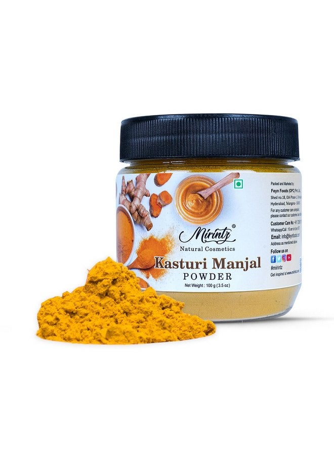 Mirintz 100% Natural Kasturi Manjal Powder | (100 gms) Pure Wild Turmeric Powder for Cosmetics & Skincare | Curcuma Aromatica Face Scrub Exfoliator | Amba Haldi for Soap, Face Mask, Face Powder Makeup - Image 1