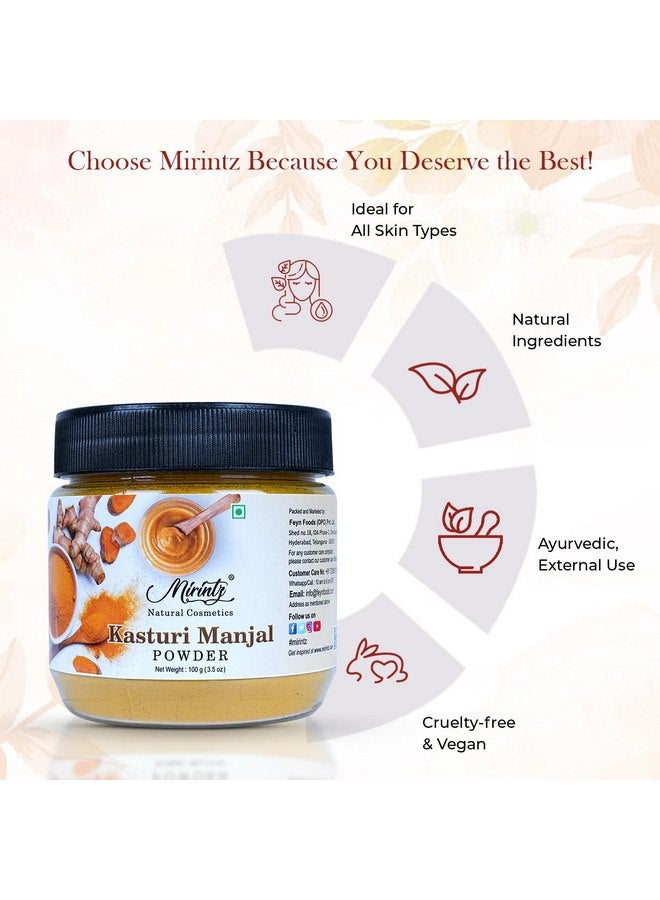 Mirintz 100% Natural Kasturi Manjal Powder | (100 gms) Pure Wild Turmeric Powder for Cosmetics & Skincare | Curcuma Aromatica Face Scrub Exfoliator | Amba Haldi for Soap, Face Mask, Face Powder Makeup - Image 5