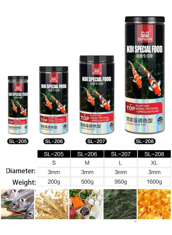 Sunsun Koi Fish Special Food (XL, 1600g), Plant and Animal Proteins + Spirulina Plant SL-208 (Spirulina Color Type)  - Image 5