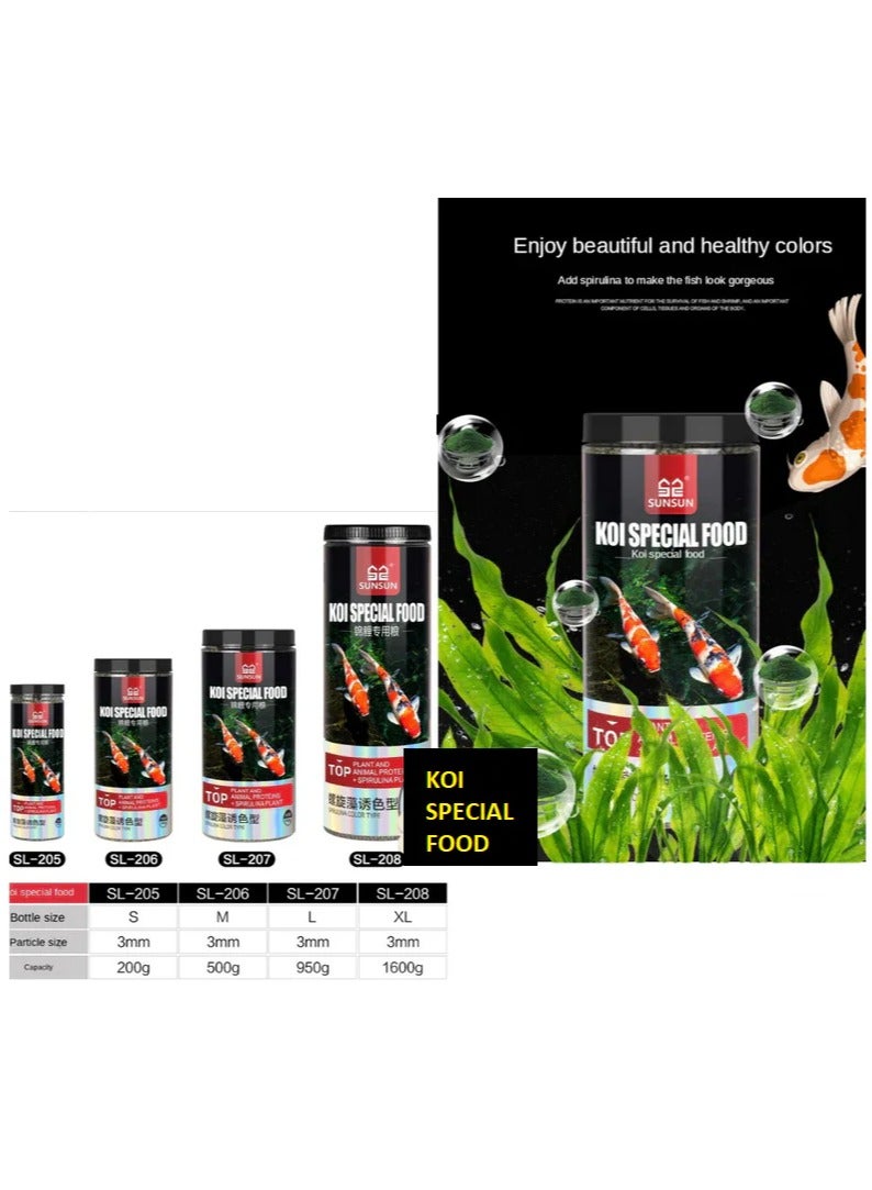 Sunsun Koi Fish Special Food (XL, 1600g), Plant and Animal Proteins + Spirulina Plant SL-208 (Spirulina Color Type)  - Image 2
