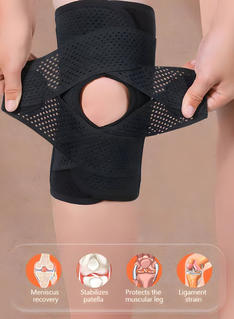 GROIC Knee Brace with Patella Gel Pad  Side Stabilizers Adjustable Knee Support for Meniscus Tear, Arthritis Joint Pain Injury Recovery Breathable Adjustable Compression Knee Support Braces - Image 4