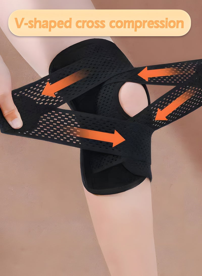 GROIC Knee Brace with Patella Gel Pad  Side Stabilizers Adjustable Knee Support for Meniscus Tear, Arthritis Joint Pain Injury Recovery Breathable Adjustable Compression Knee Support Braces - Image 3
