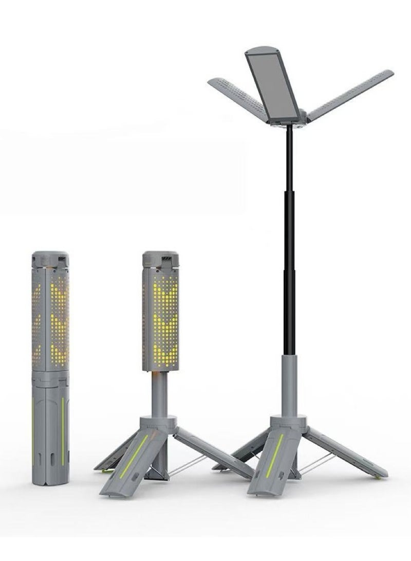 أضواء التخييم في الهواء الطلق LED ضوء العمل المصباح القابل لإعادة الشحن مع الوقوف التلسكوبي 3 أوضاع الإضاءة. رؤوس ضوء LED القابلة للتعديل للتخييم والمشي لمسافات طويلة وصيد الأسماك والمنزل - Image 1