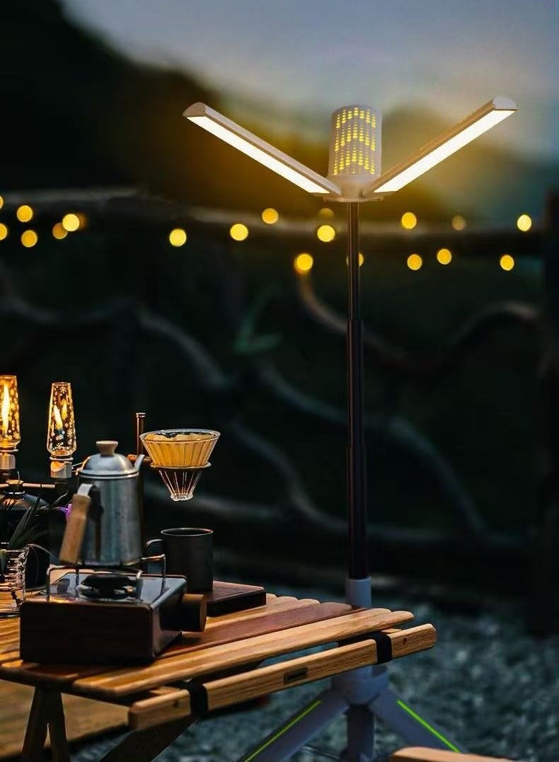 أضواء التخييم في الهواء الطلق LED ضوء العمل المصباح القابل لإعادة الشحن مع الوقوف التلسكوبي 3 أوضاع الإضاءة. رؤوس ضوء LED القابلة للتعديل للتخييم والمشي لمسافات طويلة وصيد الأسماك والمنزل - Image 2