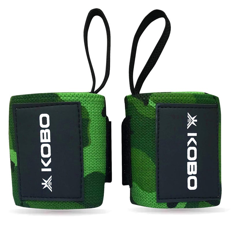 Kobo Camouflage Grey Wrist Wraps with Thumb Loop - Professional Wrist Support Braces for Men & Women - Weight Lifting Cross Fitnesspowerliftingstrength Training - Image 1