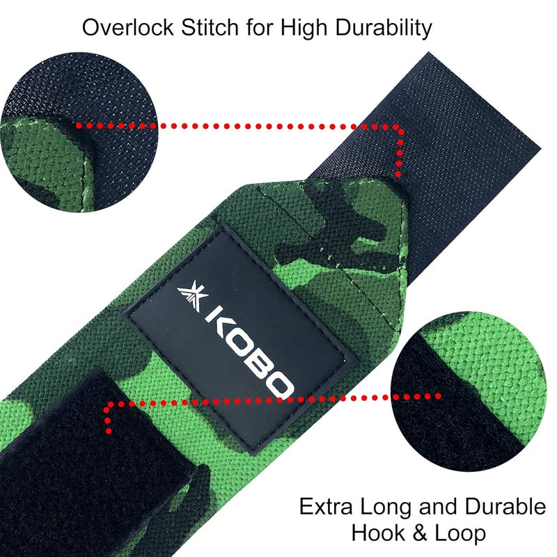 Kobo Camouflage Grey Wrist Wraps with Thumb Loop - Professional Wrist Support Braces for Men & Women - Weight Lifting Cross Fitnesspowerliftingstrength Training - Image 3