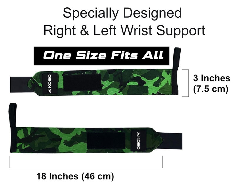 Kobo Camouflage Grey Wrist Wraps with Thumb Loop - Professional Wrist Support Braces for Men & Women - Weight Lifting Cross Fitnesspowerliftingstrength Training - Image 2