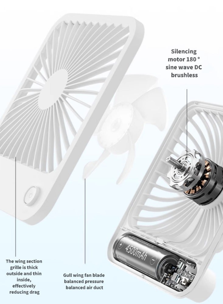 Desktop Small Fan, Ultra Quiet, Mini Portable, High Wind Power, Portable, Handheld, Foldable White 2000mAh - Image 5