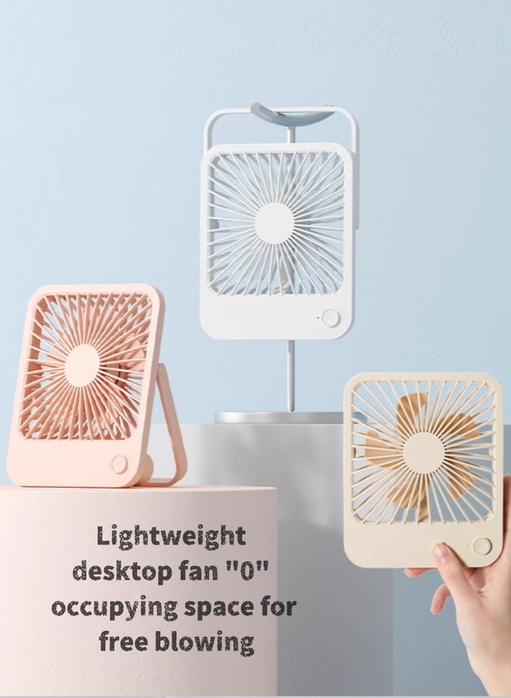 Desktop Small Fan, Ultra Quiet, Mini Portable, High Wind Power, Portable, Handheld, Foldable White 2000mAh - Image 2