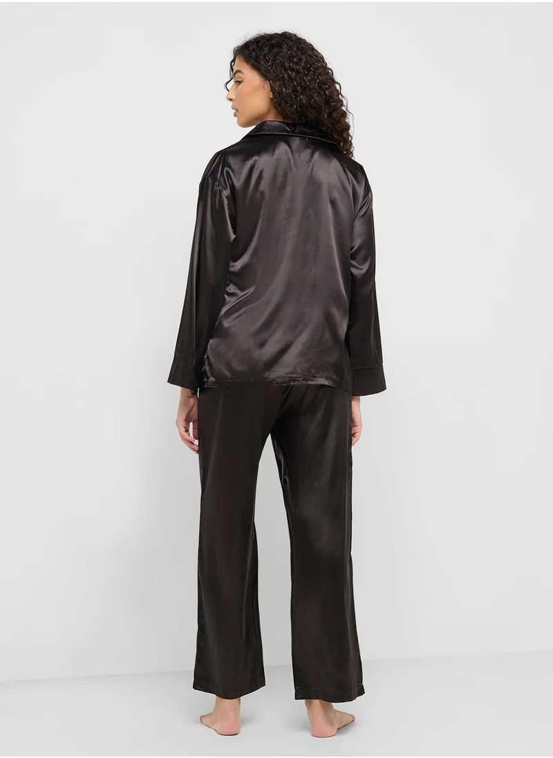 Ginger Satin Down Shirt & Pyjama Set