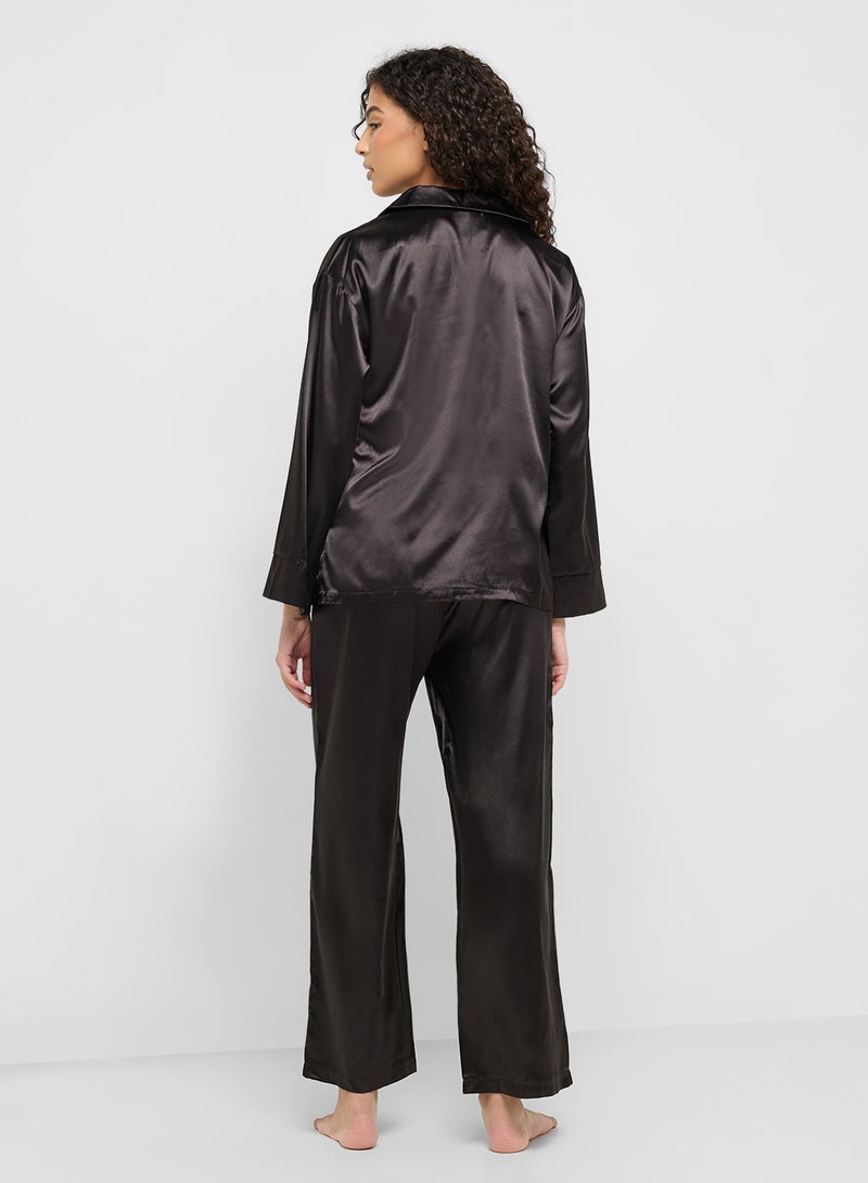 Ginger Satin Down Shirt & Pyjama Set  - Image 2