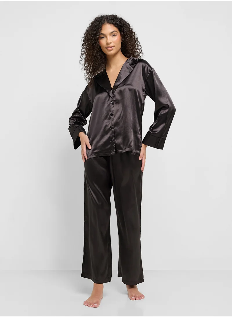 Ginger Satin Down Shirt & Pyjama Set