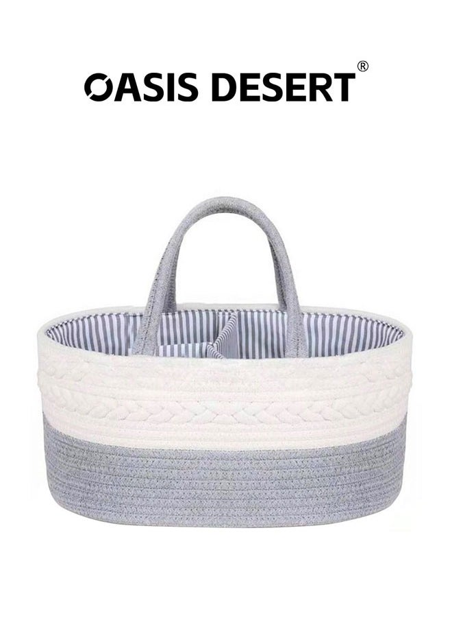 OASIS DESERT Diaper Stackers, 2 in 1 Baby Diaper Caddy Organizer, 100% Cotton Rope Diaper Storage Basket, Nursery Diaper Organizer for Newborn Boys Girls  - Image 1