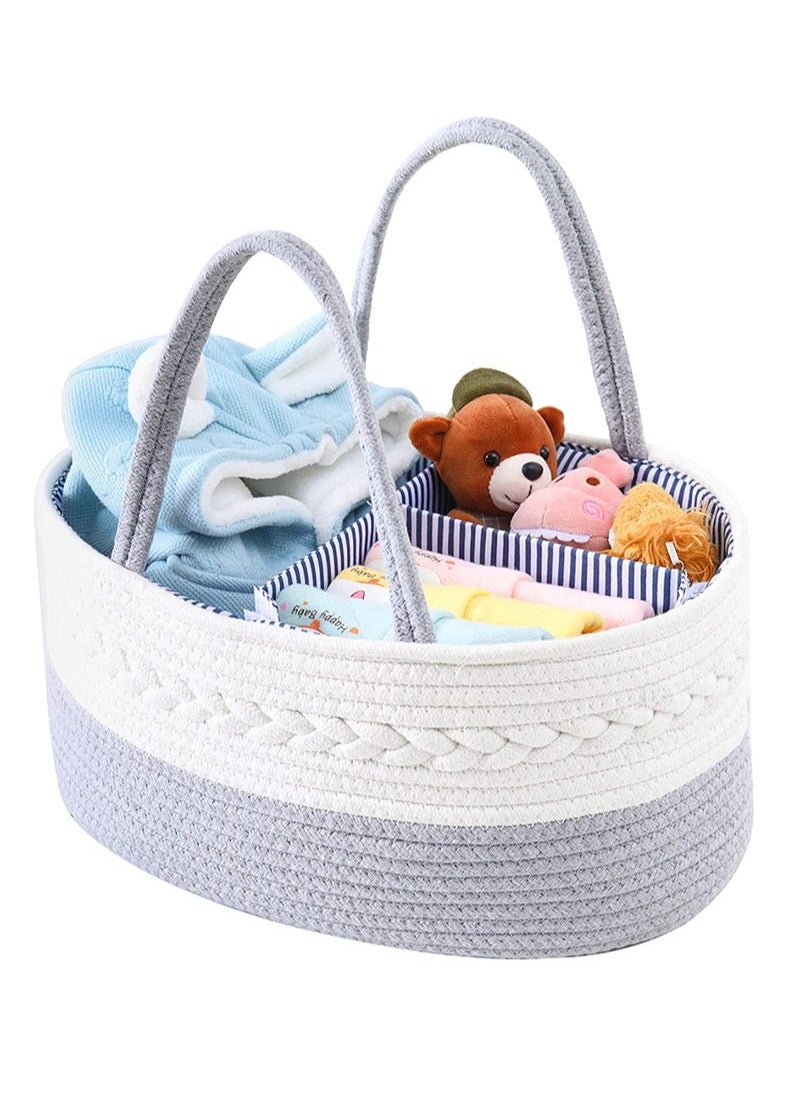 OASIS DESERT Diaper Stackers, 2 in 1 Baby Diaper Caddy Organizer, 100% Cotton Rope Diaper Storage Basket, Nursery Diaper Organizer for Newborn Boys Girls  - Image 2