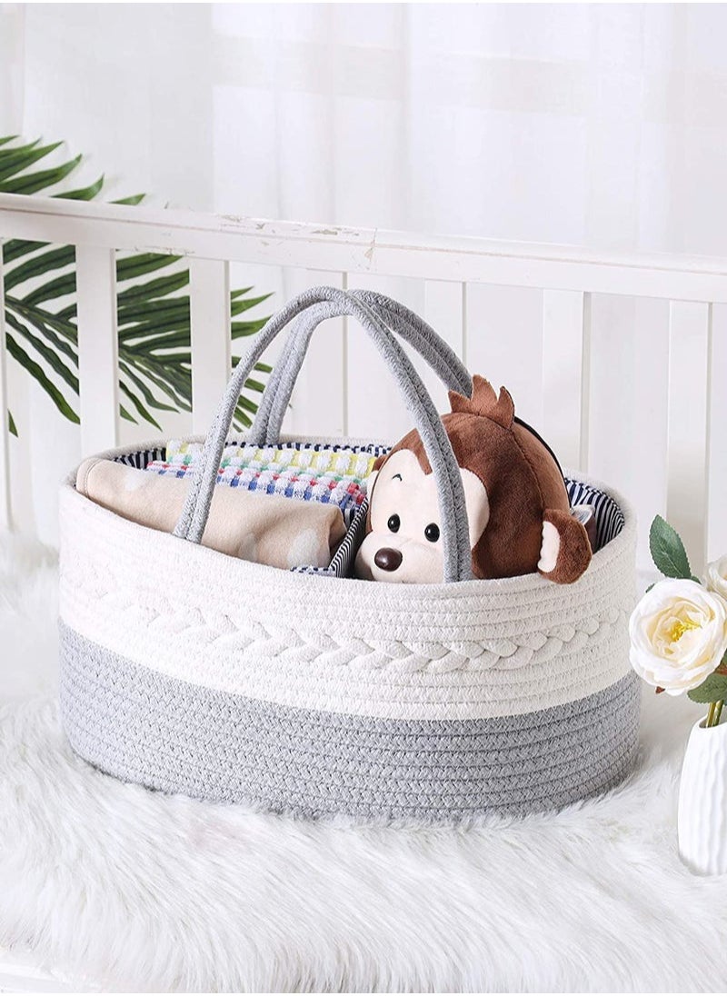 OASIS DESERT Diaper Stackers, 2 in 1 Baby Diaper Caddy Organizer, 100% Cotton Rope Diaper Storage Basket, Nursery Diaper Organizer for Newborn Boys Girls  - Image 5