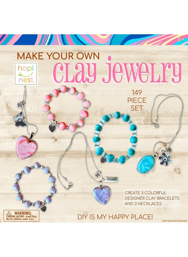 هابينيست مجموعة صنع المجوهرات من الطين من هابينست للبنات، اصنعي 3 أساور و3 قلادات، طقم مجوهرات من الطين البوليمري، حرف يدوية للفتيات المراهقات من سن 8 إلى 12 عامًا فما فوق - Image 1