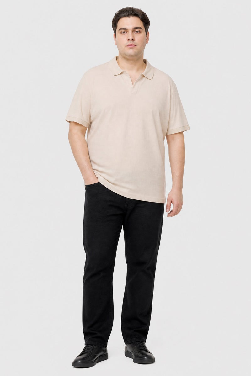 BRAVE SOUL Men Regular Fit Plain Short Sleeve Polo Shirt, Tan - Image 2