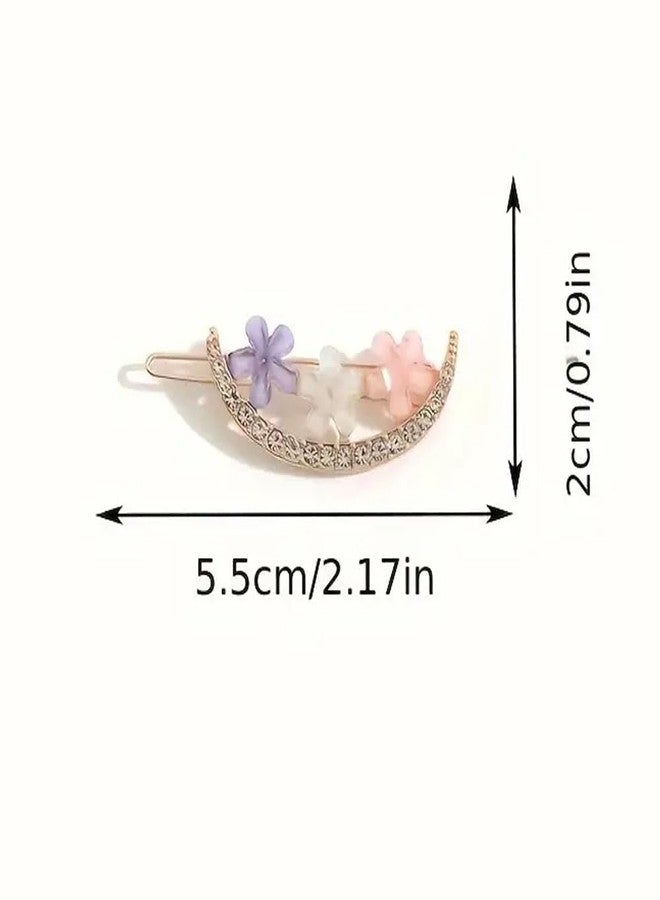 Ashkash 4pcs Elegant Exquisite Rhinestone Flower Hair Clips, Sweet Dressy Decorative Hair Accessories, For Girls - Image 2