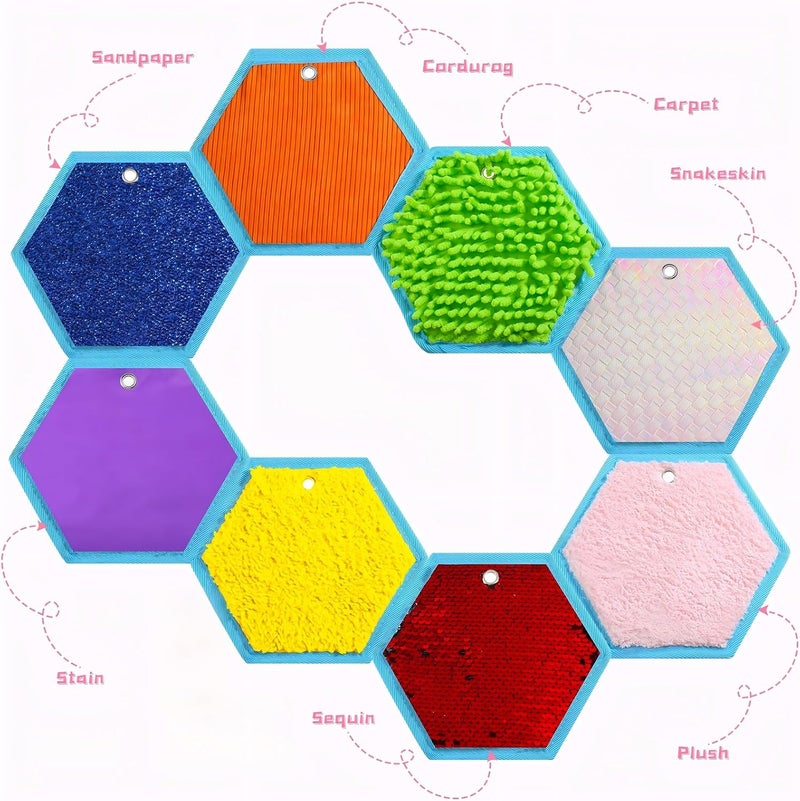 Boao 8 Set Mini Sensory Mats Assorted Textured Play Mats Sensory Floor Tiles Educational Tactile Toys for Activity(7.1 Inch,Hexagon) - Image 3