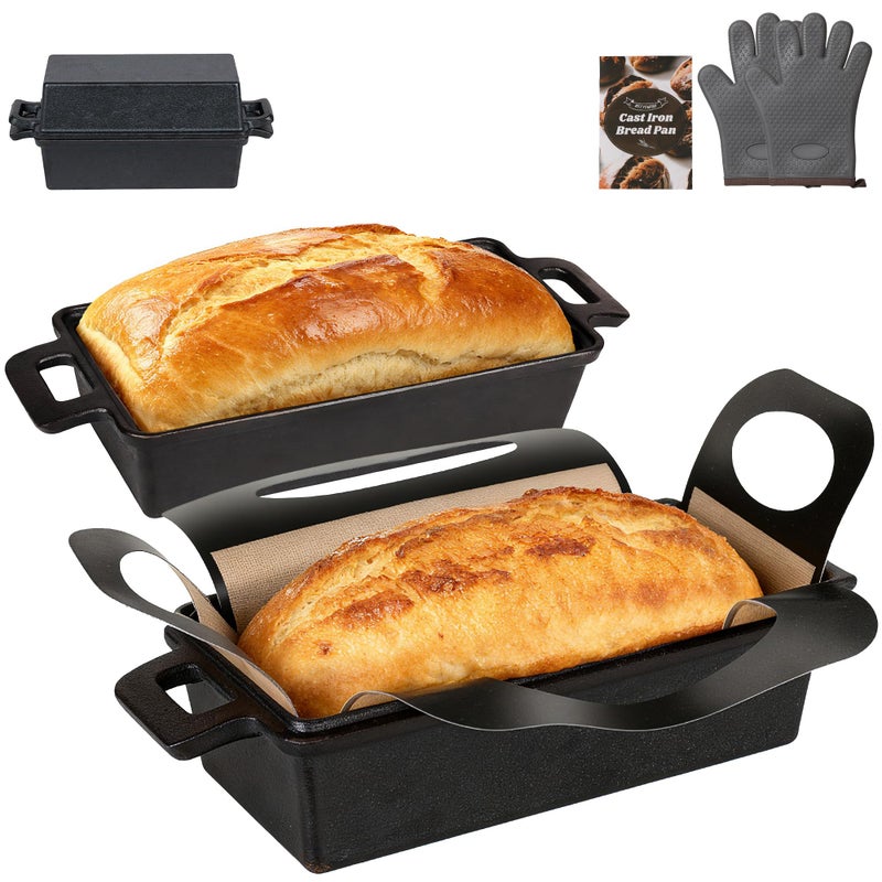 ROTTOGOON 2 in 1 Cast Iron Loaf Pan with Lid,Even Heat Distribution Bread Baking Pans for Sourdough, Homemade Bread,Cake and Meatloaf - Image 1