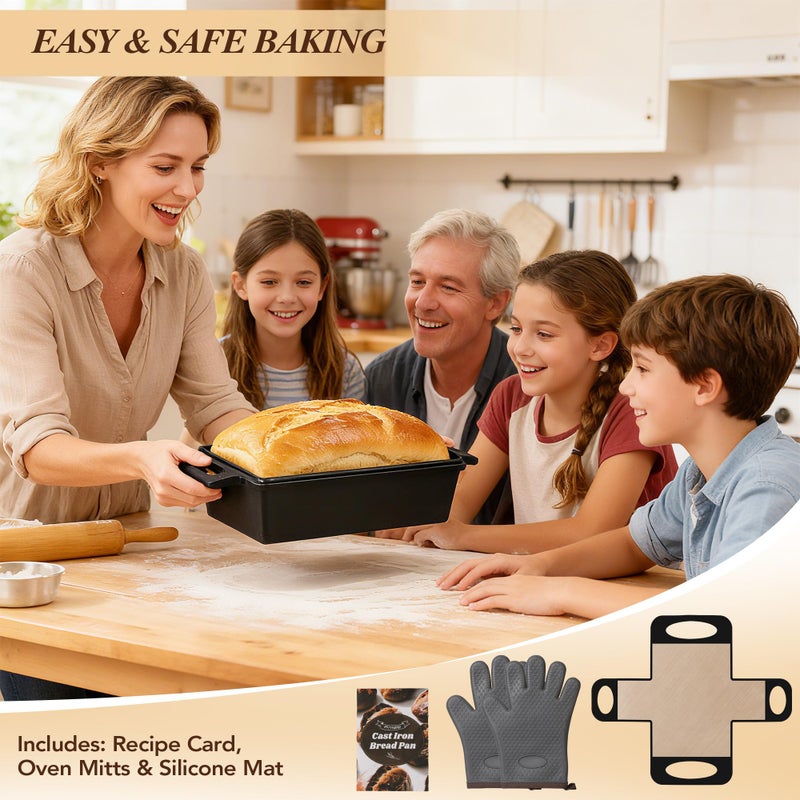 ROTTOGOON 2 in 1 Cast Iron Loaf Pan with Lid,Even Heat Distribution Bread Baking Pans for Sourdough, Homemade Bread,Cake and Meatloaf - Image 5