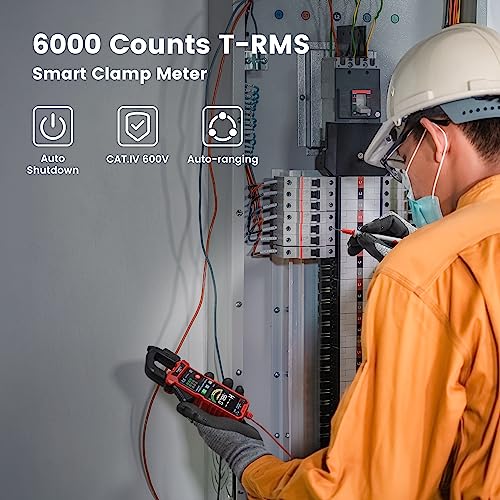 KAIWEETS Smart Digital Clamp Meter with D-Shaped Jaws, Clamp Multimeter with Inrush Current Function, Auto-ranging Amp Meter Built-in HD Color Screen, Measures AC/DC Current Voltage Temperature NCV - Image 2