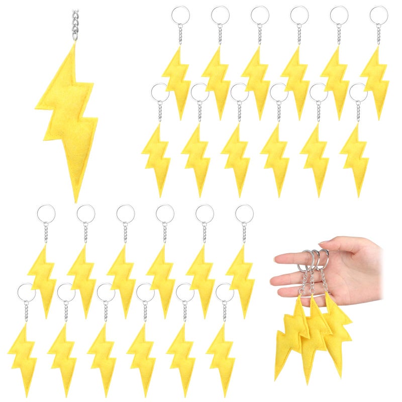Otuuz 24 Pcs Cartoon Animation Party Favors Lightning Hanging Keychains Gifts Yellow Gold Flash Lightning Keyring Ornament Decoration for Carton Birthday Party Supplies Decorations - Image 1