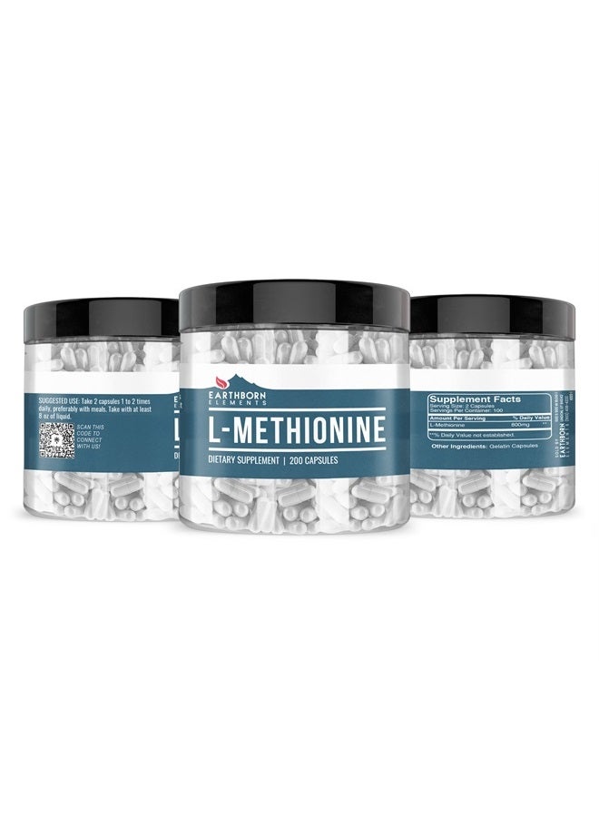 earthborn elements L-Methionine 200 Capsules, Pure & Undiluted, No Additives - Image 2