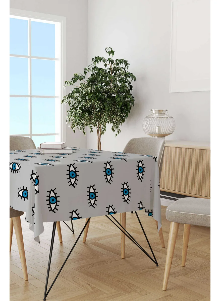 Cango Home Gray Blue Eye Patterned Tablecloth CGH247-MS