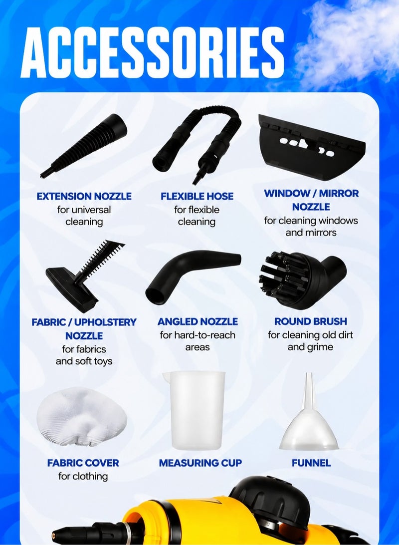 ARNOTEC Portable Handheld Steam Cleaner 1000w Multifunctional High Temperature With 9 Pieces Accessories Suitable For Kitchen Sofa Bathroom Window - Image 2