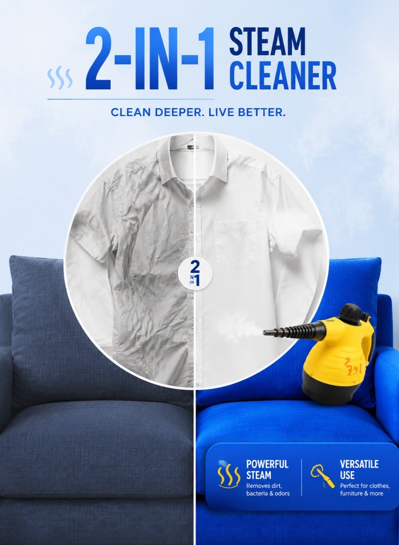 ARNOTEC Portable Handheld Steam Cleaner 1000w Multifunctional High Temperature With 9 Pieces Accessories Suitable For Kitchen Sofa Bathroom Window - Image 4